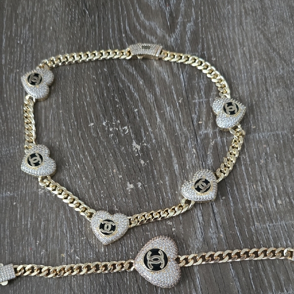 14k Gold Plated Heart Necklace and Bracelet Set - Picture 5 of 5